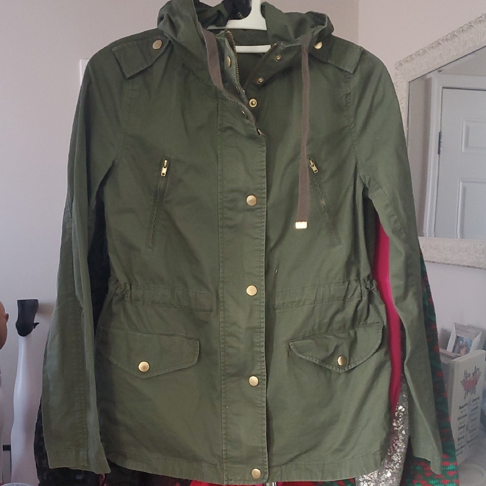 Love Tree Green Utility Jacket with Gold Accents